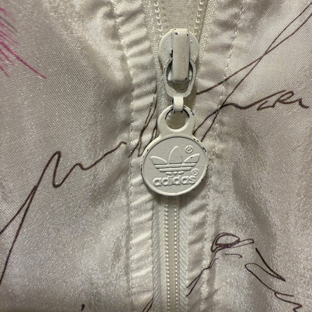 Adidas Lightweight Zip Up Script Print Silky Jack… - image 6